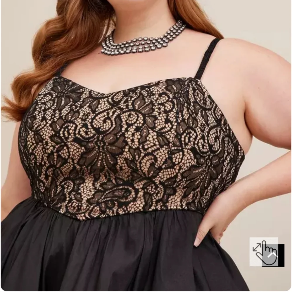 NWOT Torrid Maxi Ponte Sweetheart Neck Hi-Lo Elegant Black Lace Dress - Picture 4 of 7